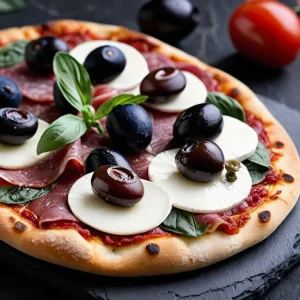 Pizza Diavola con Salame Spianata Piccante y Aceitunas Negras